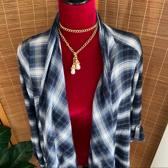 Lane Bryant Plaid Waterfall Sweater Cardigan 14/16 - Picture 2 of 12